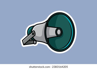 Ilustración vectorial Megaphone Speaker Sticker. Diseño de concepto de tiempo de marketing. Anuncio diseño de icono de objeto de etiqueta adhesiva de altavoz.