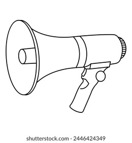 Megaphone speaker, view from different angles, isolated on white background. 