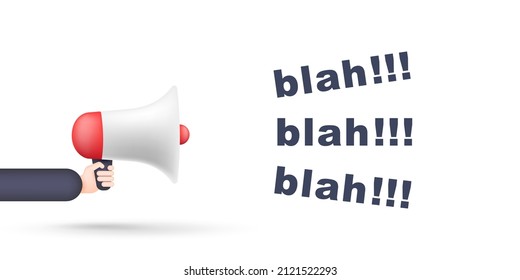 Megaphone speaker and word BLAH concept illustration