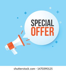 Megaphone special offer in speech bubble.Concept advertising sale.Vector illustration.