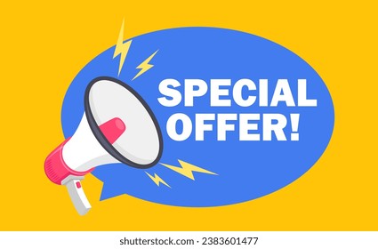 Megaphone and special offer vector illustration. 