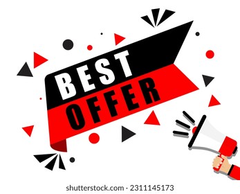 Megaphone and speech bubble best offer. Template for business. Illustration vector.