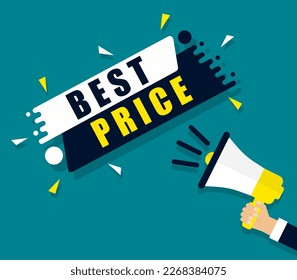 Megaphone and speech bubble best price Speaker. Banner for business marketing and advertising. Vector illustration.