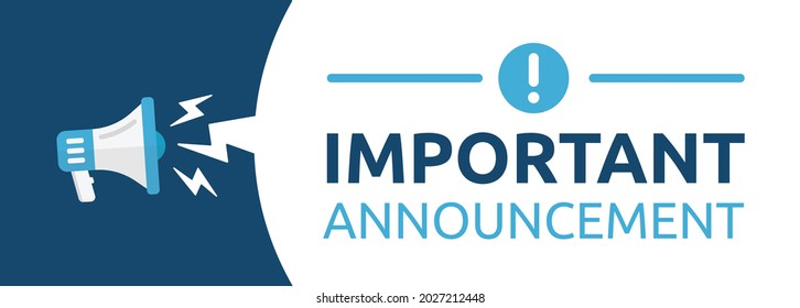 Megaphone and speech bubble with Important announcement message. Vector illustration