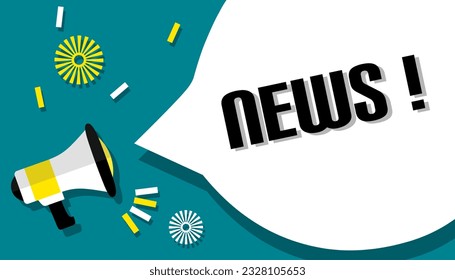 Megáfono y las noticias de la burbuja del habla. Diseño para marketing de negocios. Ilustración vectorial.