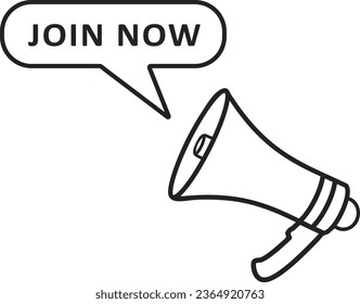  Megaphone with speech bubble in word Join now