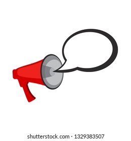 Megaphone and speech bubble for your text, simple flat vector  illustration isolated on white background