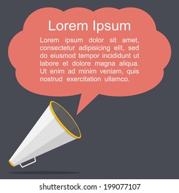 Megaphone with speech bubble for your text, flat design, vector eps10 illustration