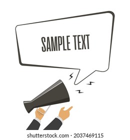 Megaphone and speech bubbles in flat style. Loudspeaker. Banner for business, promotion and advertising. Vector illustration EPS 10.