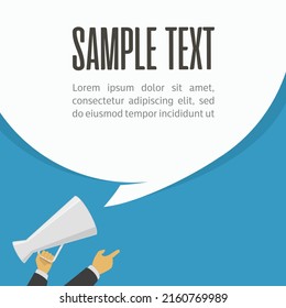 Megaphone and speech bubbles in flat style. Loudspeaker. Banner for business, promotion and advertising. Vector illustration EPS 10.