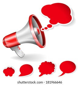 Megaphone with Speech Bubbles, isolated on white background, you can change the color in one click, vector