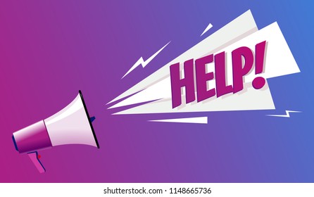 Megaphone with speech sign Help