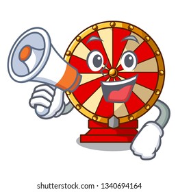 With megaphone spinning wheel game the mascot shape