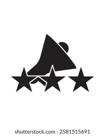 megaphone with star icon, vector best flat icon.
