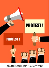 Megaphone and stop sign, protest concept