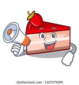With megaphone strawberry cake character cartoon