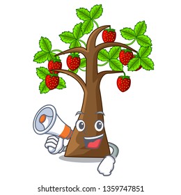 With megaphone strawberry tree in the shape character