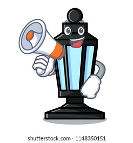 With megaphone street lamp character cartoon