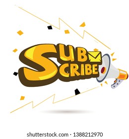 megaphone with "subcribe" text - vector illustration