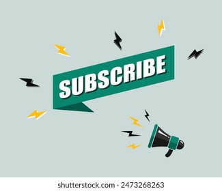 megaphone with Subscribe speech bubble, business design, marketing, announcement, discount, cashback. creative banner. editable vector eps 10.