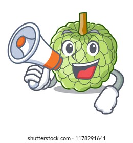 With megaphone sugar apple fruit isolated on cartoon