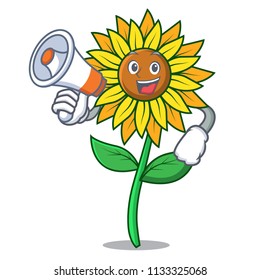 With megaphone sunflower character cartoon style