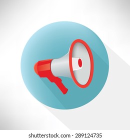 Megaphone symbol icon,flat design,clean vector