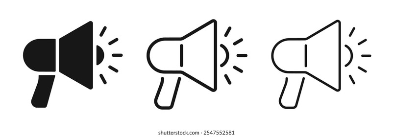 Megaphone symbol. Loudspeaker line and flat icon vector