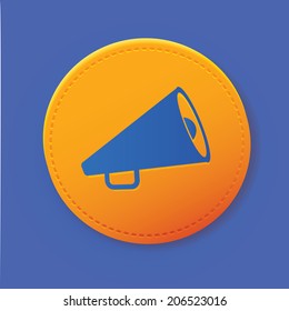 Megaphone symbol on button,vector