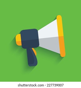 Megaphone symbol on green background,clean vector