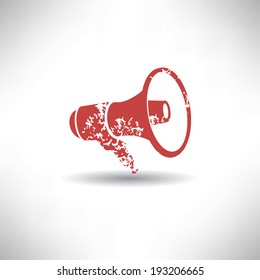 Megaphone symbol,grunge vector