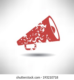 Megaphone symbol,grunge vector