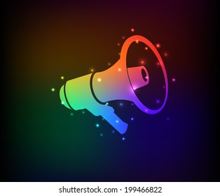 Megaphone symbol,Rainbow vector