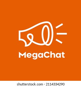 Megaphone talk chat social icon line outline logo design Premium