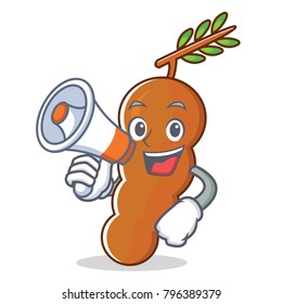 With megaphone tamarind character cartoon style