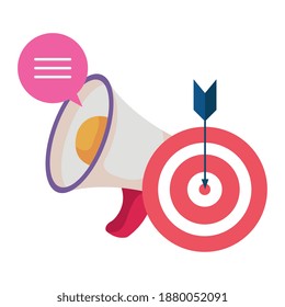 megaphone and target with arrow success icon vector illustration design