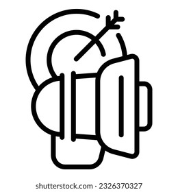 Vector de contorno de icono de destino Megaphone. Líder clave. Red de medios