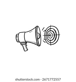 Megaphone com destino representando a mensagem e a comunicação da empresa