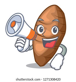 With megaphone taro tuber in the shape cartoon