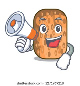With megaphone tempeh fried in the shape cartoon