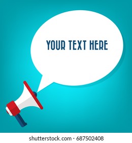 Megaphone text bubble speech with place for your design. Flat. Vector illustration