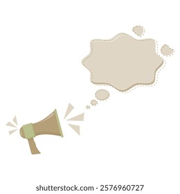 megaphone and text cloud. text balloon. text bubble. megaphone for announcement, notification, information, recruitment, vacancy. vector illustration. pastel colors