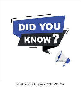 Megaphone with text "Did you know?". Banner design with megaphone. Banner design for business, marketing and advertising. Loudspeaker with text. Vector illustration