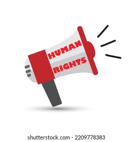 Megaphone with the text human rights written on it
