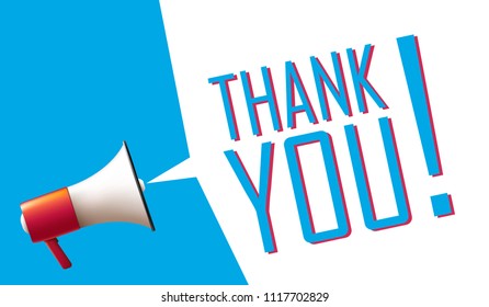 Megaphone with Thank You speech bubble