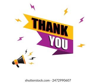 megaphone with Thank you speech bubble, business design, marketing, announcement, discount, cashback. creative banner. editable vector eps 10.