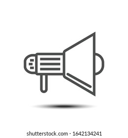 Megaphone thin line icon, 64x64 pixel perfect icon, small shadow on white background