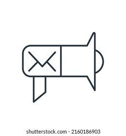 Icono de línea delgada megáfono. Elemento de icono simple para sitios web, diseño web, aplicación móvil, infografía. Icono de línea delgada para el diseño y desarrollo de sitios web, desarrollo de aplicaciones.