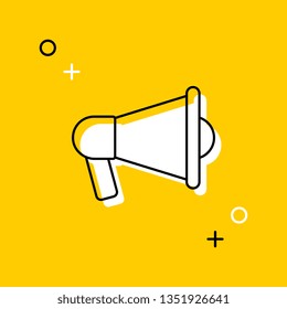 megaphone thin line icon. vector audio, music, voice, sound symbol on yellow background. eps 10