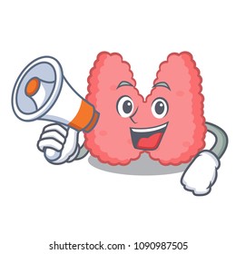 With megaphone thyroid character cartoon style